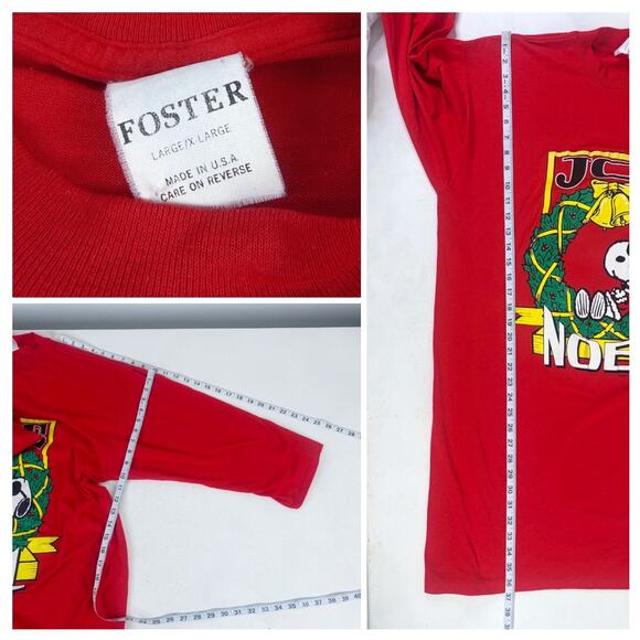 🎄Vintage 90s Oversized Peanuts Snoopy Joe Cool Christmas Sleep Shirt - Picture 4 of 10